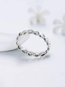 MODIAN S925 Sterling Silver Infinity Symbol Ring, Minimalist Personalized Finger Ring For Women - Silver - View 5