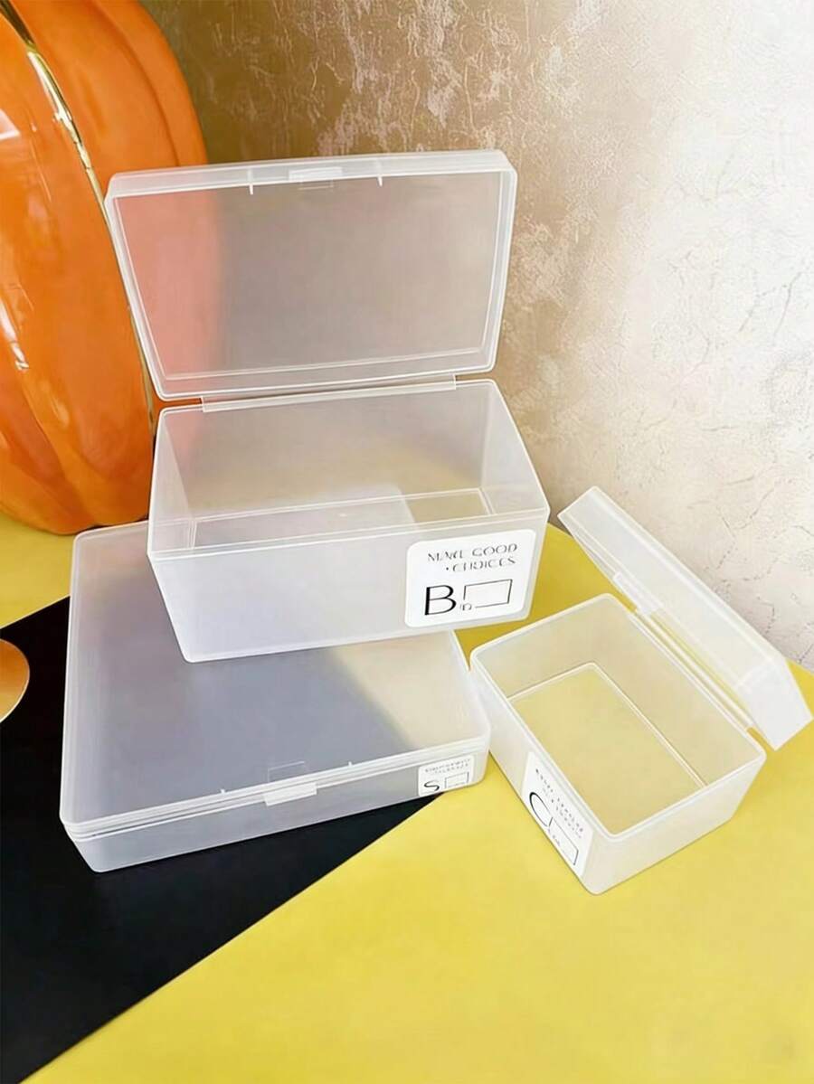 4pcs/2pcs/1pc Transparent Desktop Small Items Storage Box With Lid, Card Drawer Style Desktop Organizer Box - White - View 1