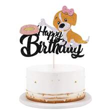 Dog Happy Birthday Cake Topper Puppy Pet Themed Bday Party Cake Decor,Pet Themed Bday Party Decoration Supplies - 定義 - 查看 1