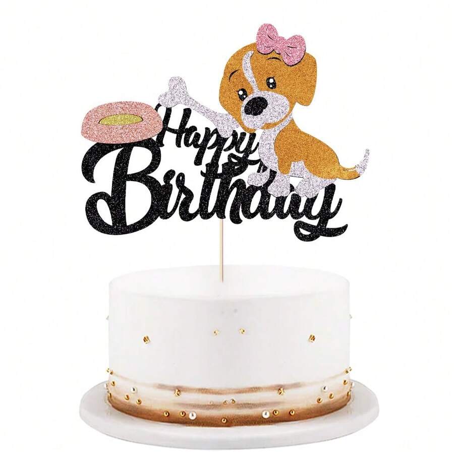 Dog Happy Birthday Cake Topper Puppy Pet Themed Bday Party Cake Decor,Pet Themed Bday Party Decoration Supplies - 定義 - 查看 1