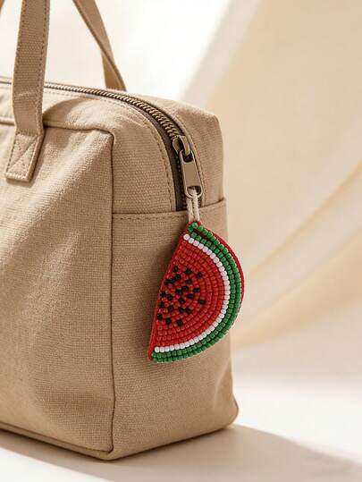 1 pieza Adorno de sandía hecho a mano con cuentas, accesorio de tela no tejida de estilo bohemio, adecuado para uso casual, playa y vacaciones de mujeres. La forma hecha a mano puede variar ligeramente.