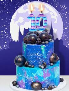 Multicolor Mosaic Number 0-9 Game & Battle Theme Birthday Party Cake Decorative Candles - View 3