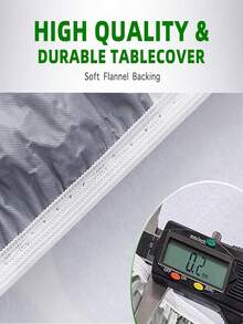 1pc Rectangular Tablecloth, Waterproof Elastic Tablecloth Fits 6ft Table, Wipeable Flannel Backed Vinyl Tablecloth, Suitable For Picnic, Camping, Indoor, Outdoor, Christmas Table Decor - Grey - View 5