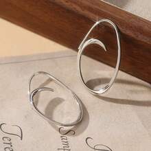 Boucles d'oreilles minimalistes de style rétro faites à la main, convenant pour le port quotidien, les rendez-vous, les festivals et diverses occasions. Un cadeau délicat et surprenant pour les femmes - Argent - Voir 2