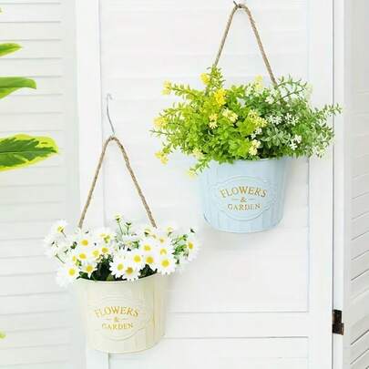 1pc Retro Metal Wall-Mounted Flower Basket – Rustic-Style Indoor/Outdoor Decorative Planter, Suitable For Lightweight Bohemian Climbing Planters For Use In Porchways, Balconies, And Gardens. Ideal For Displaying Flowers And Greenery.