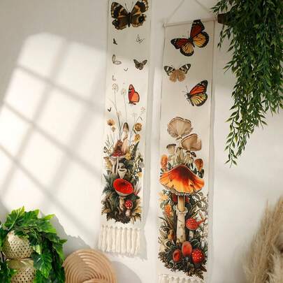 1/2 tấm tranh treo tường phong cách Boho, thiết kế bướm thực vật cổ điển, tranh nghệ thuật lấy cảm hứng từ thiên nhiên, thảm dệt thủ công, trang trí phòng theo phong cách Bohemian, họa tiết nấm và bướm, trang trí tường phòng khách, phòng ngủ đầy phong cách, điểm nhấn thiên nhiên trang nhã, trang trí nhà mộc mạc, tranh treo phòng ngủ ấm cúng, tranh treo tường bằng gỗ tự nhiên, phụ kiện nhà lấy cảm hứng từ thiên nhiên, trang trí Boho Chic hiện đại, thảm trang trí tường lấy cảm hứng từ thiên nhiên.