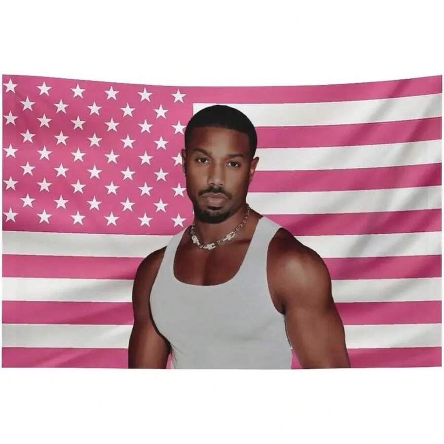 Pink America Michael B Jordan Flag Wall Tapestry Poster For College Dorm Cave Bedroom Living Room Office Party Decoration Gift - 1PC - 查看 1