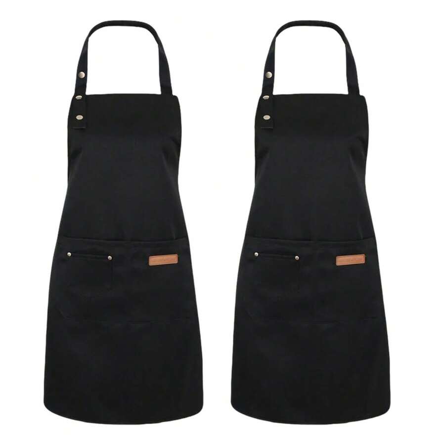 1Pcs Kitchen Chef Bib Aprons With Adjustable Straps And Pockets Resistant Cooking Apron For Women Men Chefs Waiters - 1 - 查看 1