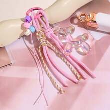 1 pieza Llavero con cuentas tejido a mano en color rosa - Elegante, dulce e iridiscente, accesorio para bolso con lazo - Multicolor - Ver 2