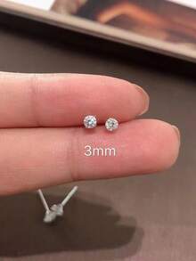 8件套时尚百搭闪亮耳钉套装，优雅耳夹，适合女性日常佩戴、旅行、送礼。 - 銀色 - 查看 3