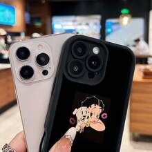 Ilustración de Betty Boop cachorrita rosa y negra.funda de teléfono Fundas compatibles con Samsung,Apple,VIVO,OPPO,Motorola,Google,Xiaomi y Honor.Fabricadas en silicona TPU,ofrecen protección contra golpes y caídas. - Negro - Ver 4