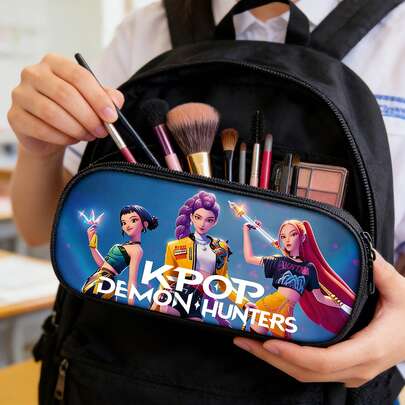 Hasbro Túi đựng bút cỡ lớn chủ đề Thợ săn quỷ K-Pop | Túi đựng văn phòng phẩm nhiều lớp dành cho học sinh | Hộp đựng bút hoạt hình Anime