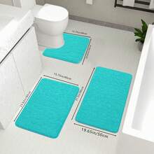 1 件/3 件牛仔布蓝石压纹高回弹吸水防滑浴室地垫,单件或 3 件浴室装饰垫浴室地毯地毯户外地毯门垫秋季装饰浴室配件返校入口装饰 - 水鴨藍 - 查看 17
