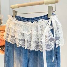 1 Piece Of Fashionable And Versatile Lace, Black Fungus Edge, Short Fart Curtain, Apron Curtain, Half Body Skirt, Hot Girl Skirt, Can Be Paired With Pants, Waist Accessories - Multicolor - View 9