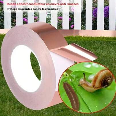 Băng keo lá đồng, băng keo lá đồng dẫn điện hai mặt, có tác dụng xua đuổi ốc sên và sên trần hiệu quả, cung cấp khả năng tự dính, phù hợp cho mọi mùa và có khả năng chịu nhiệt tốt. Sản phẩm thích hợp cho việc chống nhiễu điện từ, sửa chữa điện, hàn, nối đất, làm vườn, thủ công mỹ nghệ, mạch giấy và xua đuổi ốc sên và sên trần, bảo vệ hiệu quả cây trồng trong chậu của bạn.