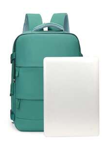 2 Pieces Set Solid Color Nylon 180° Full Open Large Capacity Multi-Pocket Zipper Closure Travel Luggage Backpack Set For Air Travel & Vacation - Multicolor - View 9