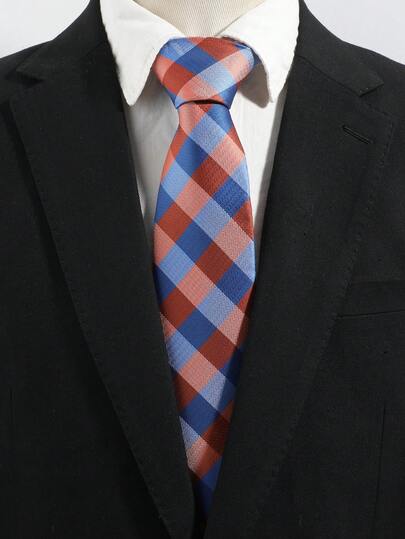 1条男士时尚休闲简约多色格子领带，舒适百搭，适合日常、通勤、外出、派对等场合搭配。