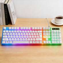 Wired Gaming Keyboard And Mouse Combo, Seven-Color RGB Backlight, Mechanical Feel, Wired Mouse, Suitable For PC Gamers, Laptops, Desktops, Windows - Xem 6