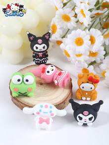 SANRIO 2/4/6pcs Hello Kitty Silicone Bead Decorations, 3D Cute Cartoon Beads Suitable For Making Keychains, Pen Decorations And More - Silicone Charm - View 5