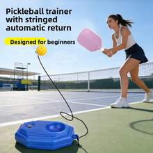 Pickleball elástico con cuerda + Base de cuerda elástica de 4M | Rebote estable, sin enredos para entrenamiento individual - Azul - Ver 4