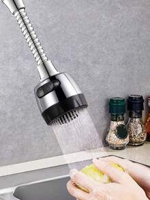 半电镀长气泡器：柔性水龙头气泡器 360 厨房水龙头延长器 ABS 抛光电镀适用于大多数水龙头、洗脸盆和蔬菜盆（银色）。 - 多色 - 查看 4