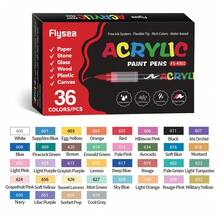 FLYSEA 【Vibrant Acrylic Marker Set】54色系列，12/18/24件裝鮮豔丙烯麥克筆組－中尖筆頭（2-3mm）－適用於石頭彩繪、黑紙、滑板裝飾、木材、塑膠、畫布、聖誕賀卡 - 多色 - 查看 4