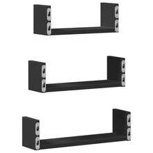 Étagère murale, 3 pièces, noire, matériau à base de bois - 1PC - Voir 6