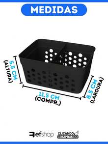 Kit 3 Cesto Organizador Rattan c/ Divisória Removível Armário Lavanderia Gaveta Lavabo Cômoda Dois Tamanhos - Preto - Visão 2