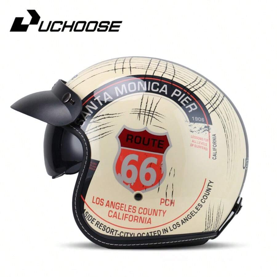 Casco de motocicleta DOT 3/4, casco de motocicleta retro certificado para hombres - Albaricoque - Ver 1