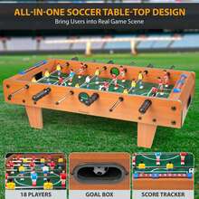 Crystals Wooden Tabletop Football Game For Kids – Portable Foosball Game With Score Sliders & 2 Balls - Brown - View 9