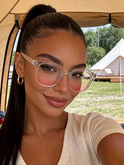 1pc Camouflage Blush, Women's Polygon Casual Charming Y2K Style Fashion Glasses, Cute Glasses Suitable For Daily Outdoor Wear