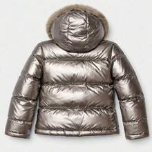 Girls' Puffer Jacket With Hood And Fur - Sizes 1, 2, And 3 - 金色 - 查看 3