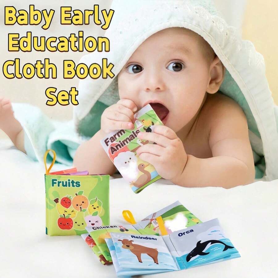 Toddler Early Education Tactile Cognitive Books –Reusable,Washable & Waterproof,Teether-Early Learning Essential Supports Early Development Interaction Educational Enlightenment Crinkle Books For Infants & Toddlers Gift For Newborn Boys & Girls