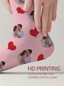 1 Pair Custom Face Socks, Custom Photo Sock, Custom Printed Socks, Personalized Funny Face Socks, Custom Picture Socks, Put Any Face On The Socks, Anniversary Gift, Valentine Gift, Birthday Gift, Wedding Gift,Colorful,Cute,Adorable,Contracted,Funny,Custom,Unique,Customized,Personalized,Ideal Gifts For Him,Ideal Gifts For Her,Boyfriend,Girlfriend,Family,Friends,Her,Customized Women Socks,Street Casual Chic, Fall - 彩色 - 查看 6