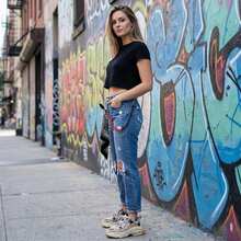1pc Hiphop Pants Chain Accessory, Fluorescent Resin Pants Chain, Cashew Flower Scarf Waist Chain - Multicolor - View 6