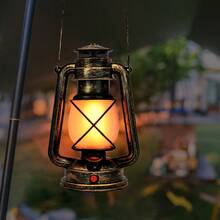 Vintage Handheld LED Lantern, USB Rechargeable, With Flickering Flame Effect, Switch Control, Suitable For Ramadan, Eid Decoration, Camping Flame Light, Perfect For Home, Hiking, Climbing, Gathering, Party, Islamic Festivals, Classic Design - Flame Light - View 2