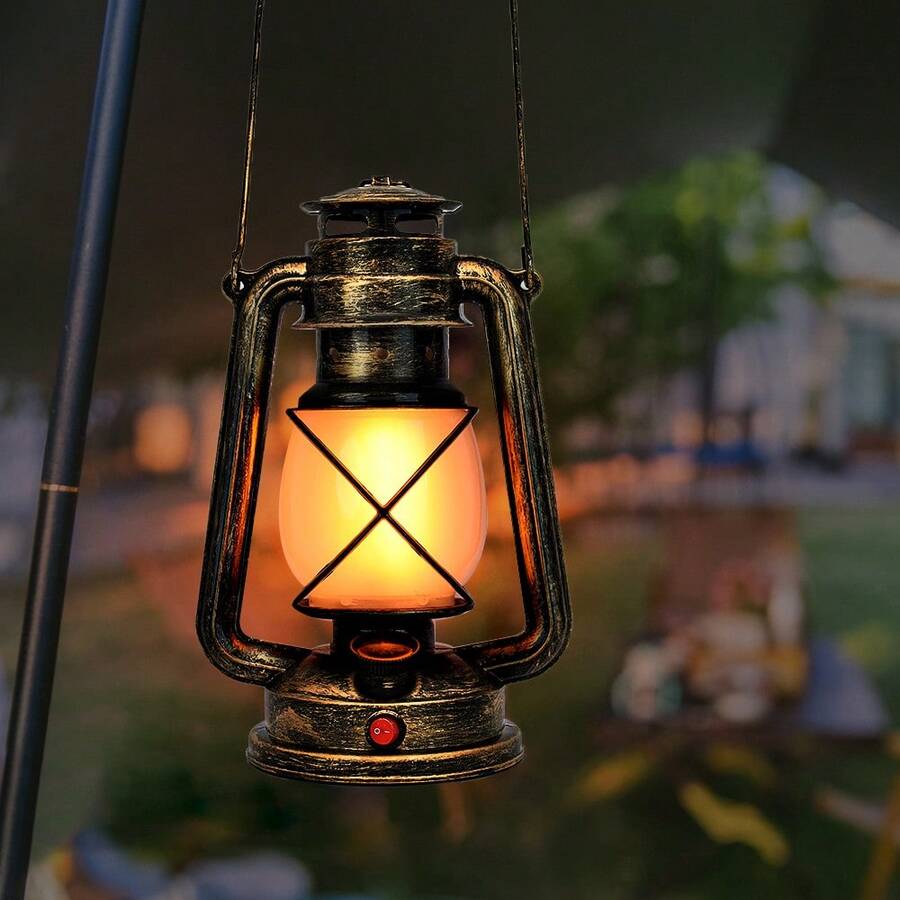 Vintage Handheld LED Lantern, USB Rechargeable, With Flickering Flame Effect, Switch Control, Suitable For Ramadan, Eid Decoration, Camping Flame Light, Perfect For Home, Hiking, Climbing, Gathering, Party, Islamic Festivals, Classic Design