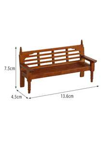 1 pieza Banco de parque en miniatura para casa de muñecas de 13.6 cm, banco de 3 asientos con respaldo color nogal, decoración para hogar y oficina, adorno de lujo para casa en miniatura, modelo mini, manualidad en miniatura para estantería de estudio, mueble creativo en miniatura, manualidad para exhibición en escritorio de gabinete, adorno para escritorio de oficina, mini manualidad, decoración de interiores, accesorio de modelo para fotografía de escenas, pequeño adorno para el hogar - Multicolor - Ver 4