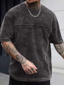 Mens Clothes;Summer TopsManfinity CasualCool Men's Casual Solid Color Crew Neck Short Sleeve T-Shirtsummer OutfitsTrendy Short Sleeve VNPS - Bụi tím - Xem 1