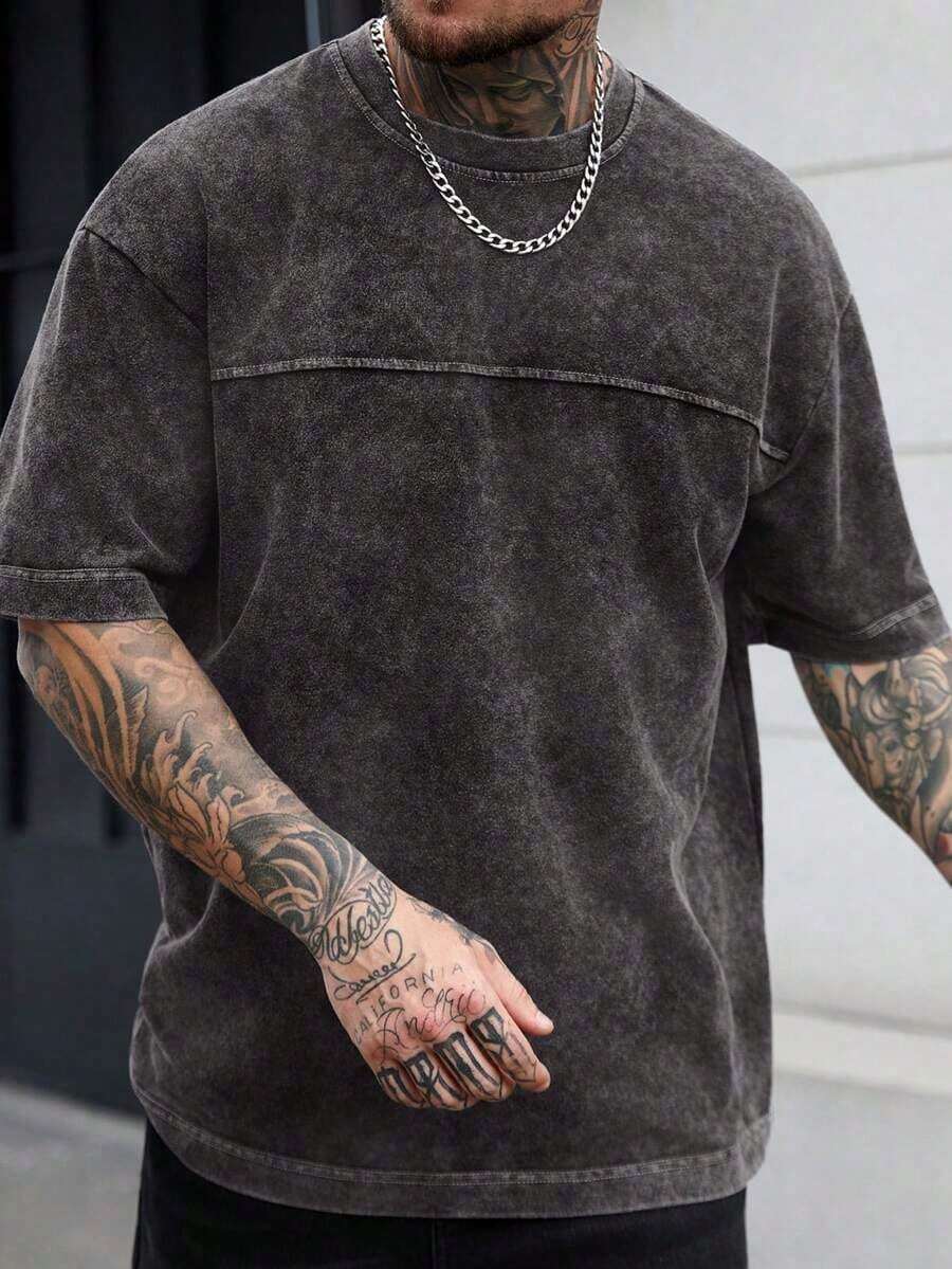 Mens Clothes;Summer TopsManfinity CasualCool Men's Casual Solid Color Crew Neck Short Sleeve T-Shirtsummer OutfitsTrendy Short Sleeve VNPS - Bụi tím - Xem 1