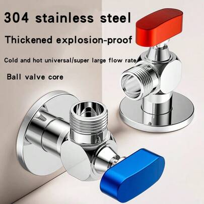 Van khóa góc, đường kính đầu vào và đầu ra 1/2 inch, van đóng mở 1/4 vòng, dùng cho nước nóng và lạnh.