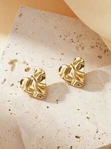 1 Đôi bông tai hình xoắn ốc vuông bằng thép không gỉ 304, kiểu dáng Châu Âu và Mỹ, thích hợp cho tiệc tùng, tiệc chiêu đãi, du lịch, đám cưới, kỳ nghỉ, đeo hàng ngày, quà tặng Ngày của Mẹ. - Vàng - Xem 8