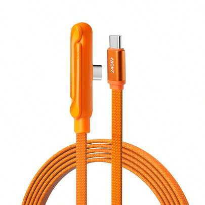 Durcord 二合一 240W（最大）快充折叠支架数据线，橙/黑配色，尼龙编织快充线，可折叠手机平板支架数据线，Type-C 转 Type-C 接口，兼容 17/16/15/CarPlay/荣耀/笔记本电脑/平板电脑，兼容三星，兼容小米，高效充电线