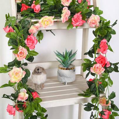 Bộ 8 dây hoa hồng màu hồng dài 1,8 mét, thích hợp trang trí cổng cưới, tường nền, tiệc trà, cửa ra vào, lò sưởi, phòng ngủ, phòng khách, giá cả phải chăng.