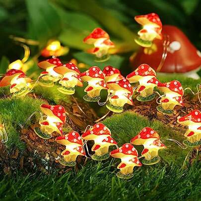 1pc 20/30 LED 2/3M Realistic 3D Mushroom Shaped LED Copper Wire String Lights, Decoration Lights For Anniversary Events, Indoor Parties, Atmosphere Creation