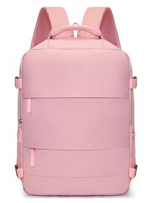 2 pièces Set de sac à dos de voyage à grande capacité avec fermeture éclair, en nylon de couleur unie, ouverture à 180°, idéal pour les voyages en avion et les vacances - Multicolore - Voir 11