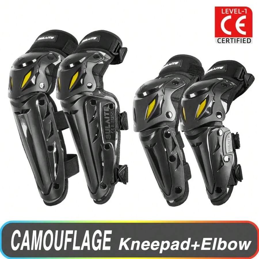 1 Set Motorcycle Protective Gear, Off-Road Motorcycle Knee Pads & Elbow Pads Anti-Fall Anti-Collision Protective Gear, Motorcycle Riding Accessories, Gift For Motorcycle Riders (Men & Women) - Multicolor - View 1