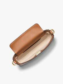 Michael Kors MK Bryant 女士可调节肩带斜挎包 - 白色和棕色 - 查看 3