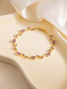 1条锆石花朵吊坠手链，可爱时尚，适合女性日常佩戴和派对场合。 - 花朵 - 查看 8