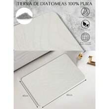 Tapete de Diatomita 60x39cm - Alfombrilla Estampada Ultra Absorbente Secado Rápido y Antideslizante Incluye Kit de Limpieza para Ducha y Bañera Diseño Geométrico Gris y Blanco - Blanquecino - Ver 5